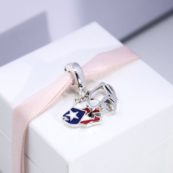Pandora Love Puerto Rico Enamel Dangle Charm - Picture 3 of 6
